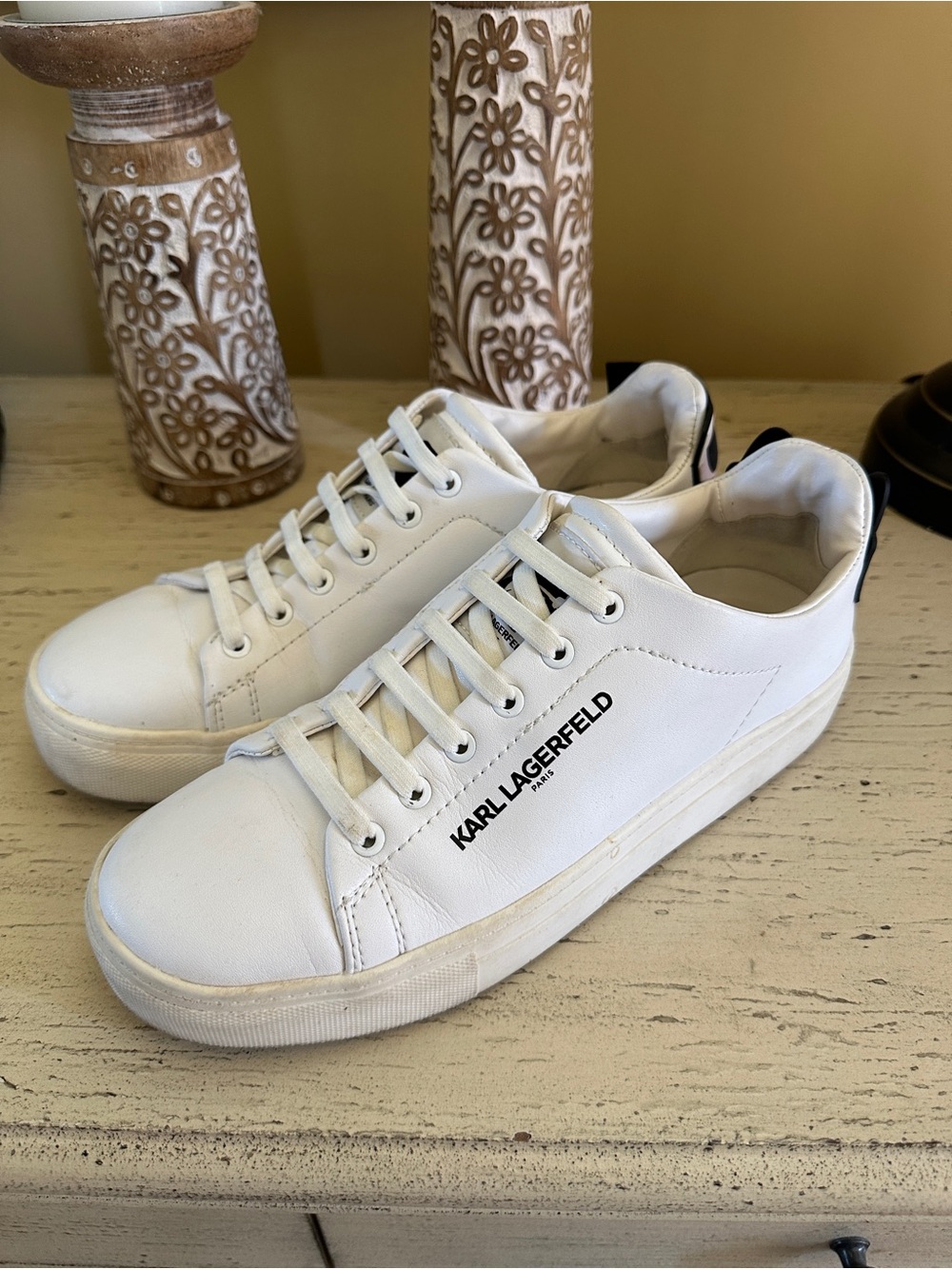 Karl Lagerfeld Paris Chella White Sneakers Shoes Womens 8.5